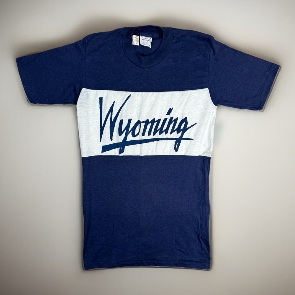 VTG Wyoming What A Break! Breakaway Shirt Blue White Stripe Men’s Size S NWT 80s